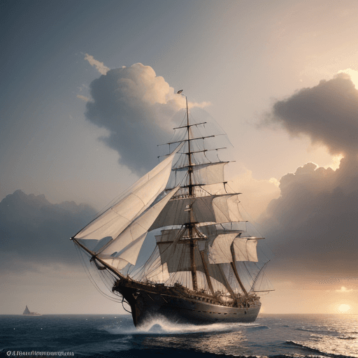 AI generated: Photo of a ultra realistic sailing ship, dramatic light, pale sunrise, cinematic lighting, battered,...
