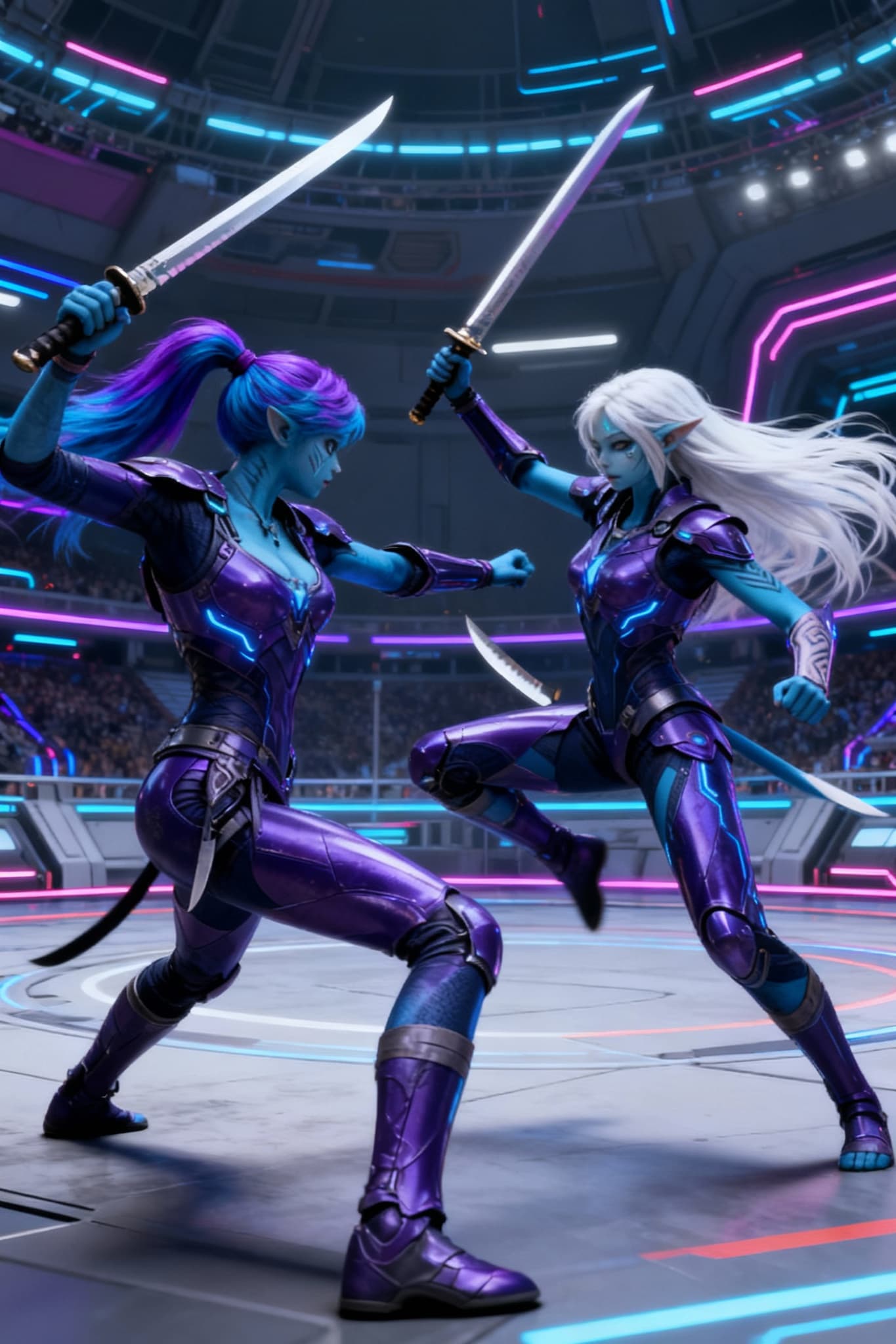 AI generated: By Right of Combat. Two females engaged in fierce combat. They do battle for the right to claim a ma...