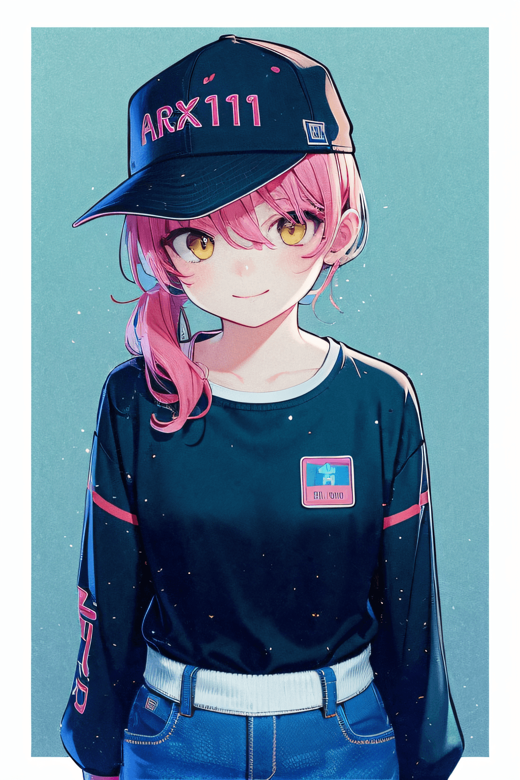 AI generated: (masterpiece, best quality: 1.2), haruko, flcl, 1girl, solo, smile, baseball outfit, pink hair, pony...