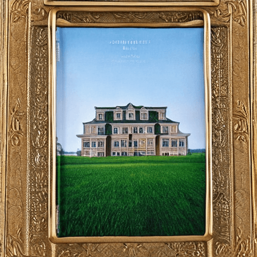 AI generated:  a large building sitting on top of a lush green field, 1 8 th century manor, tally hall, rococo arc...