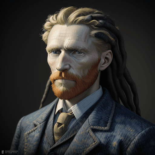 AI generated:  [van gogh | man in the style of of van gogh himself, black dreadlocks , intricate artwork . octane ...
