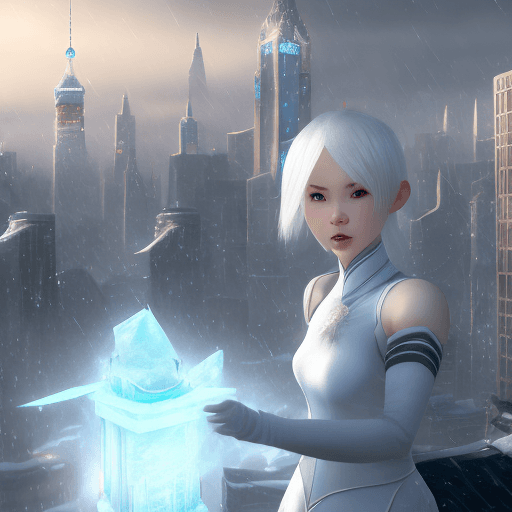 AI generated: Alabaster is a Chinese female, age 18, beautiful, short white bob hair. best quality, real face, whi...