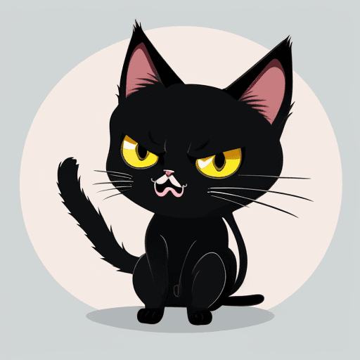 AI generated: vector illustration, cute cat, angry, watching at camera, cartoon