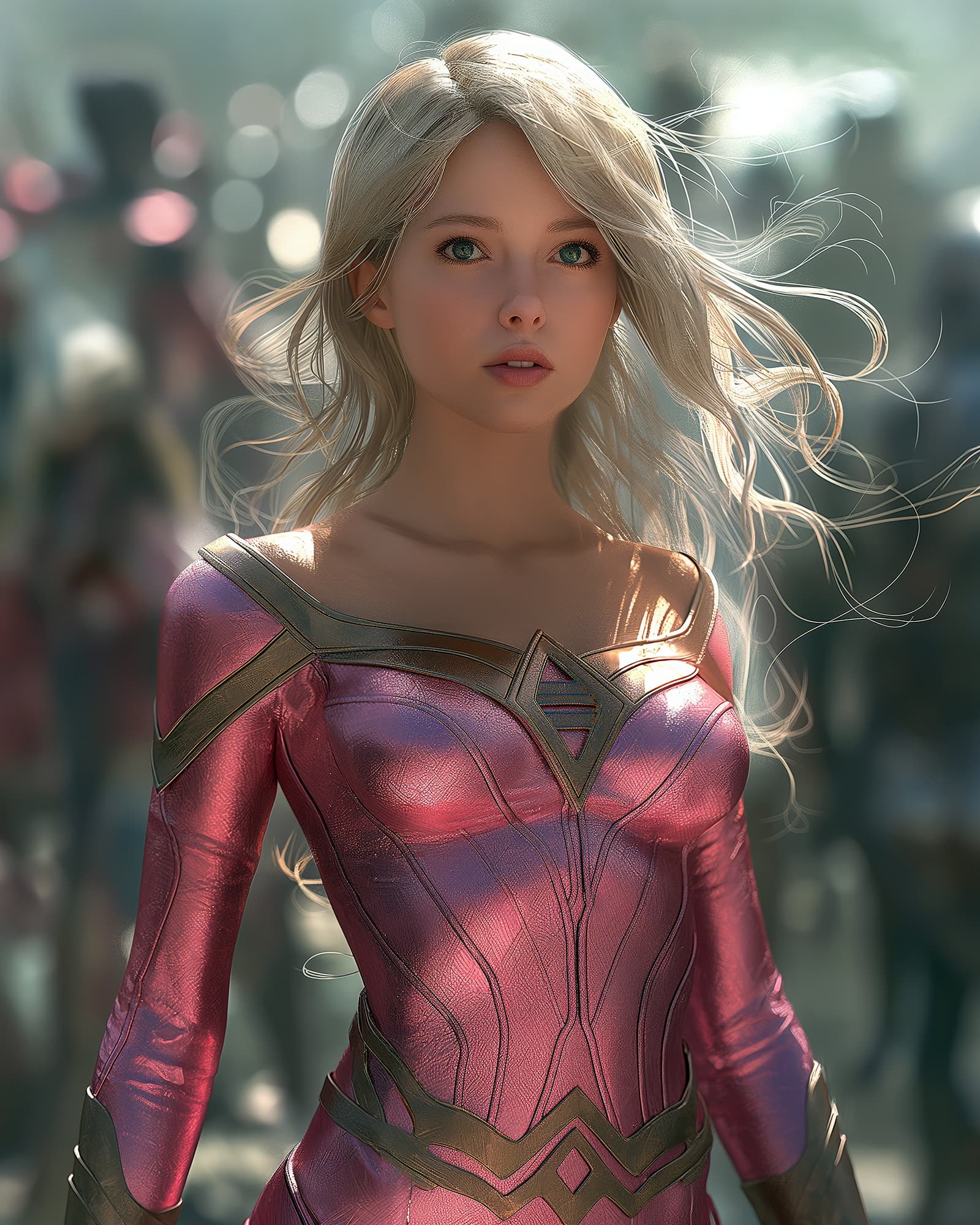 AI generated: supergirl, in the style of aggressive digital illustration, realistic hyper-detailed rendering, apoc...