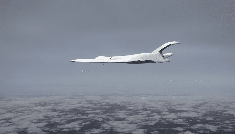 AI generated: RQ-4 Global Hawk drone against a white sky background