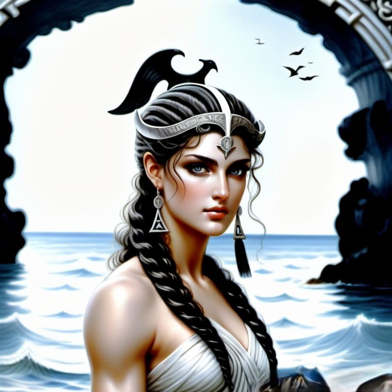 AI generated: A detailed portrait of a beautiful ancient greek goddess origin, from greek mythology, beautiful eye...