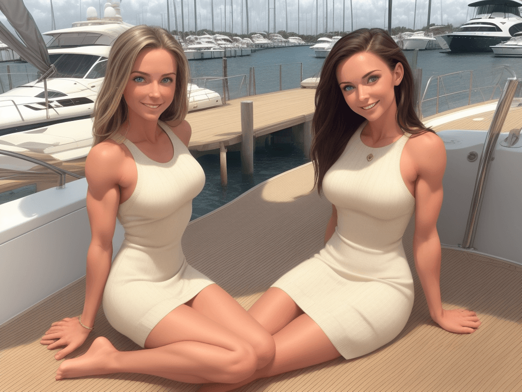 AI generated: breathtaking fit woman, Karina Doherty, long brunette hair with blonde highlights, hazel eyes, light...