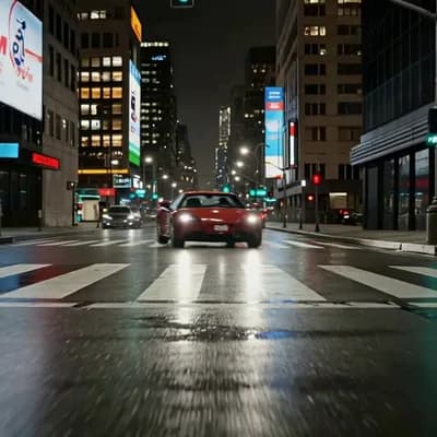 AI generated video: Animate the car driving toward the camera.
