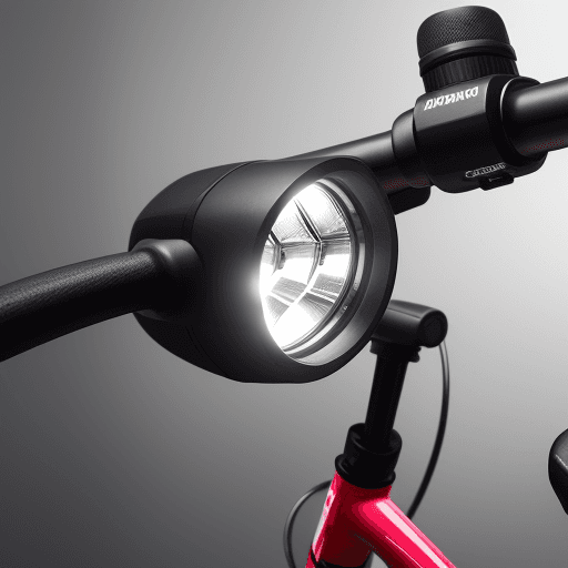 AI generated: Product close-up, bike light in front of bike handlebar, studio setup, using 90mm, with bright midda...