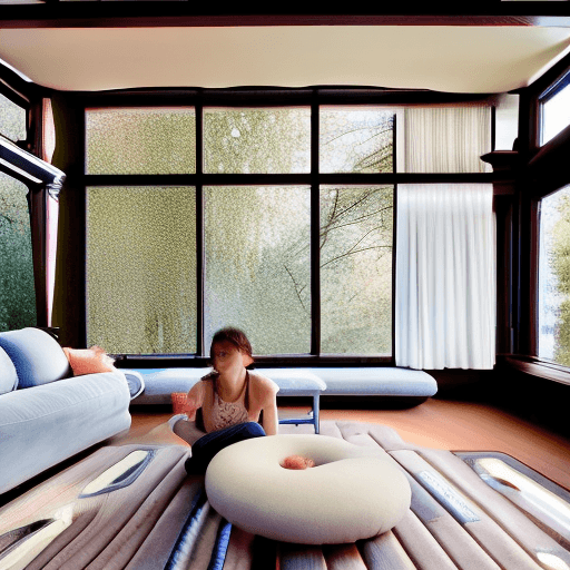 AI generated: High resolution photography interior design, dreamy sunken living room conversation pit, wooden floo...