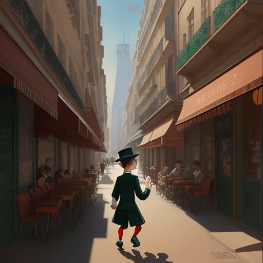 AI generated: an illustration of a boy walking down a street, in the style of disney animation, pre-world war ii s...