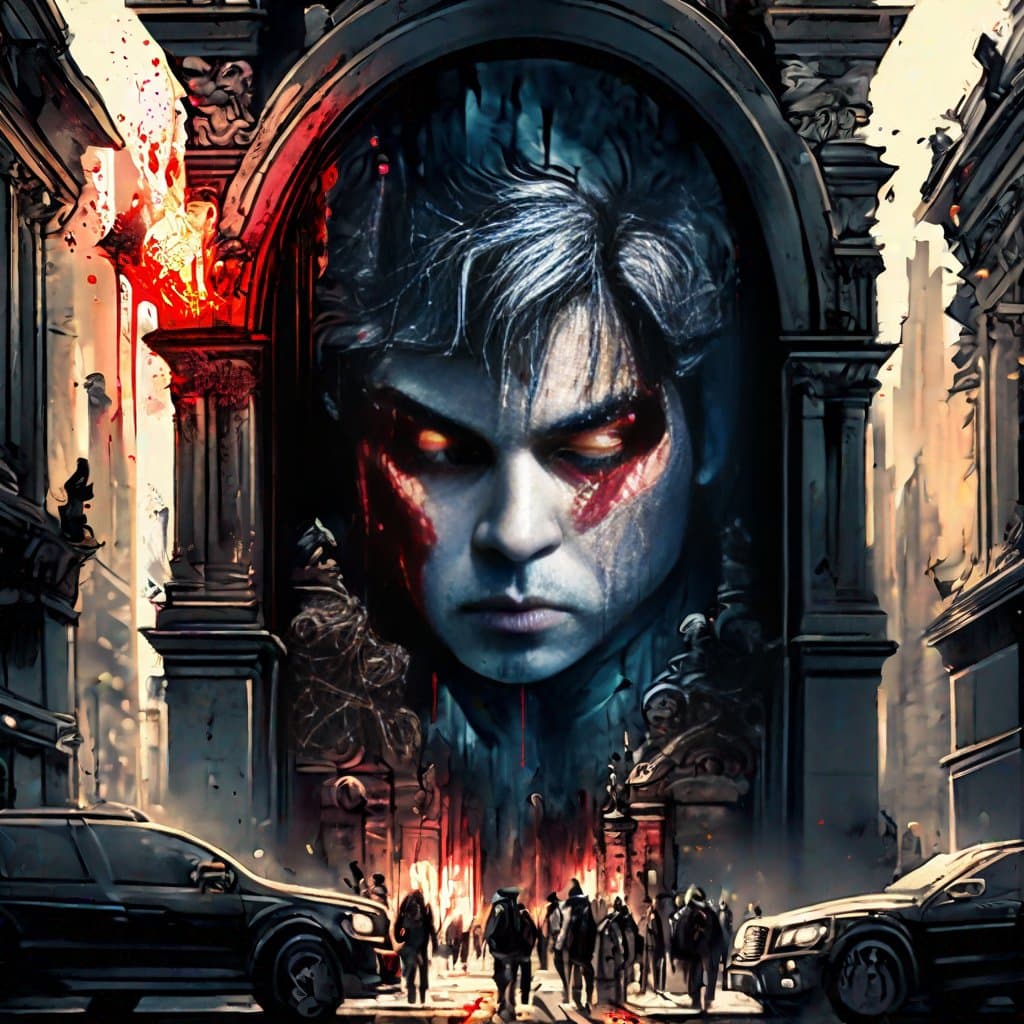 AI generated: ink bleeding into the real world as creatures emerge from portals within a large city, ultra detaile...