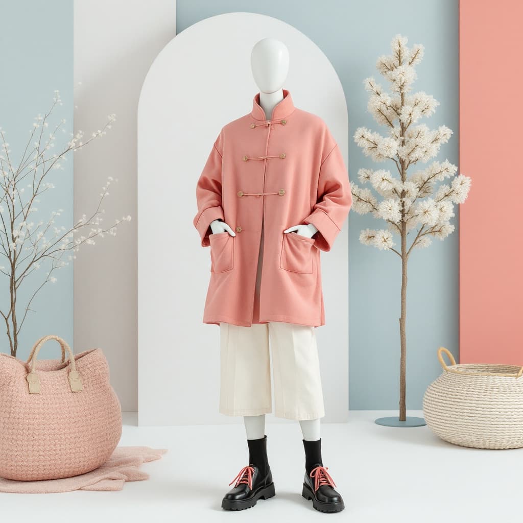 AI generated: une collection entière  été hivers avec mannequins et chaussure style colorées couleur pastel et bro...