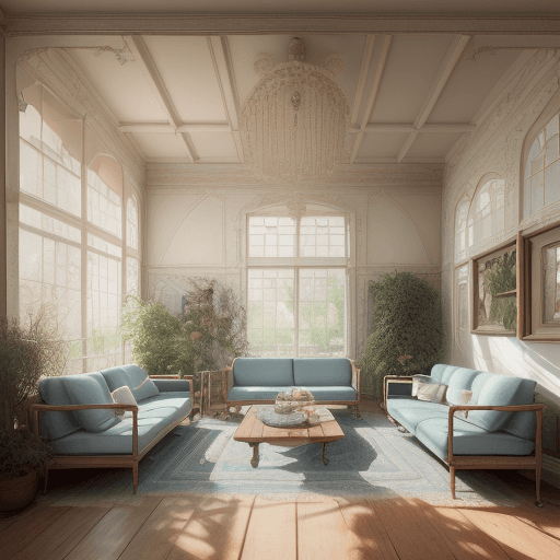 AI generated: High resolution photography interior design, dreamy sunken living room conversation pit, wooden floo...