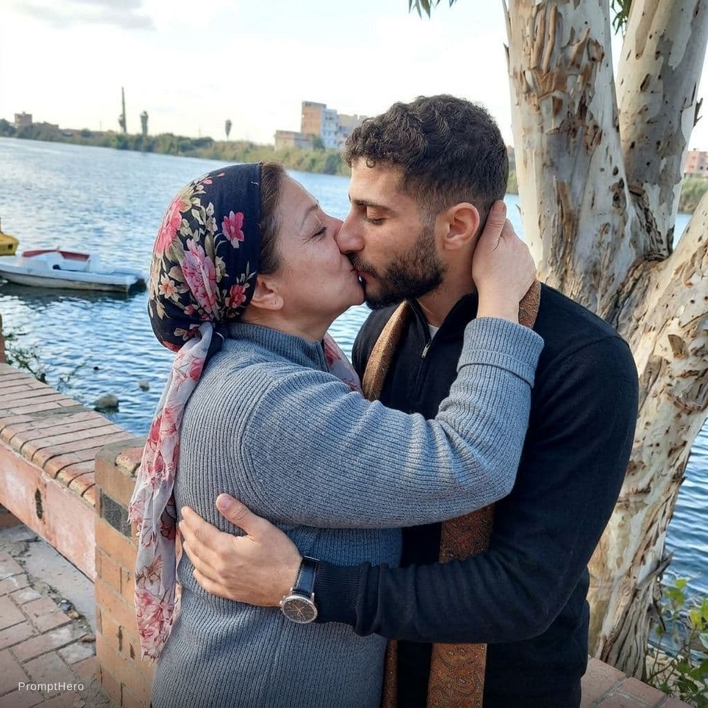 AI generated: hard kiss 
