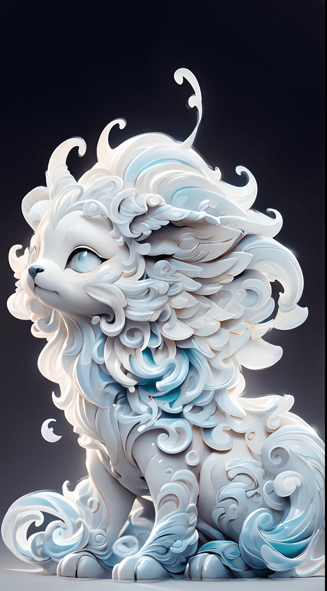 AI generated: The shape of a goat，The background is clean，Dreamy colors，Transparent statue，Flowers，The white，adola...
