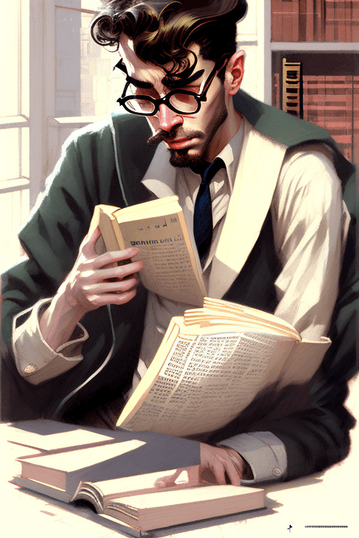 AI generated:  
Philosopher, 1950's male Beatnik in newyork, reading philosophy books portrait, cg society trendin...