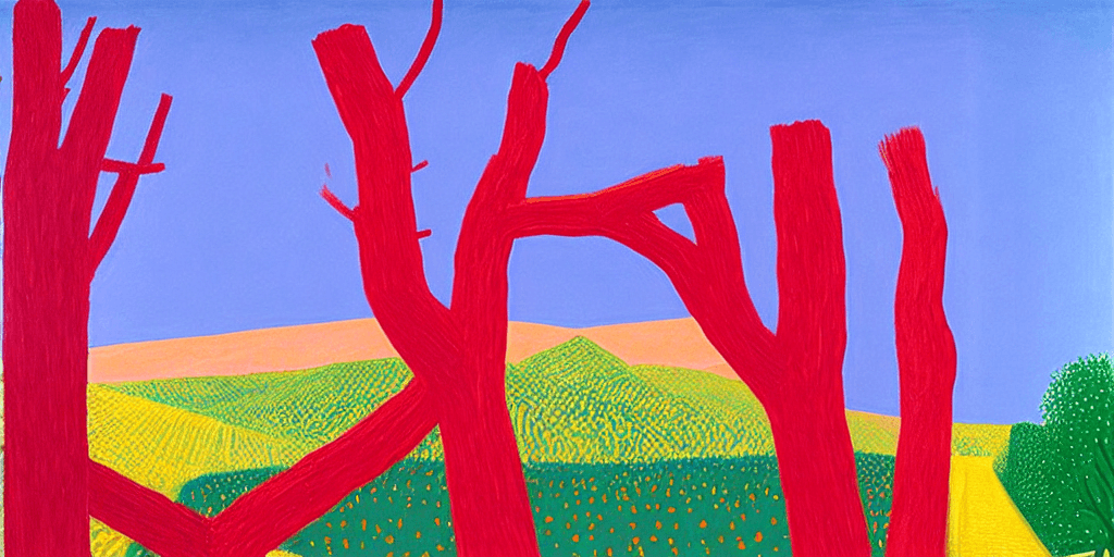 AI generated: Painting by David Hockney,

Ein Gott mit Schrauben, im Hintergrund Ein Himmel während eines Schneest...