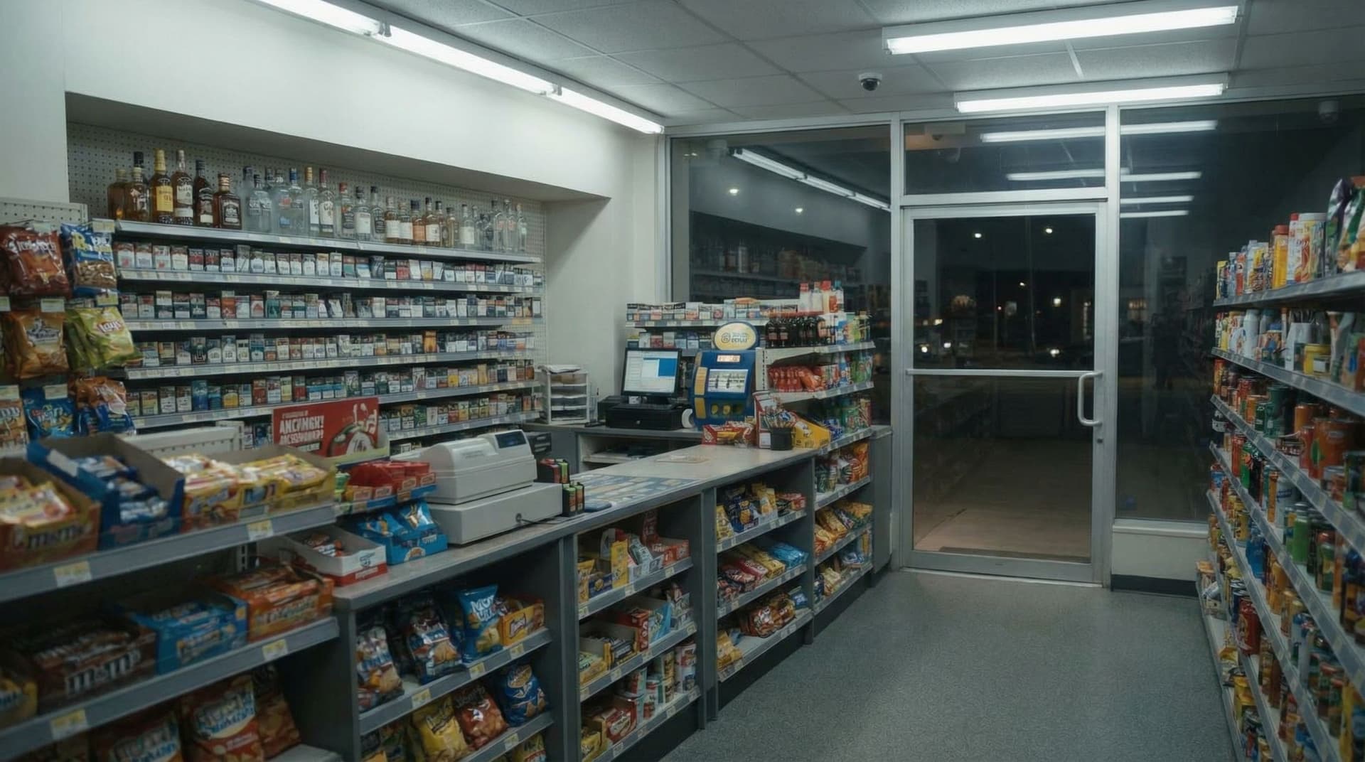 AI generated: Generate a new perspective from within the same convenience store as in the reference image.

Viewpo...