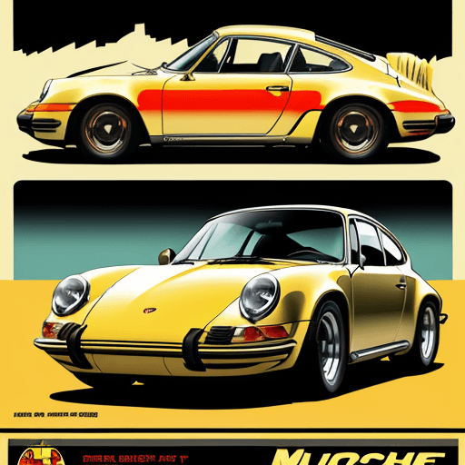 AI generated: : 1970s porsche car film movie posters in a graphical style --aspect 1:4