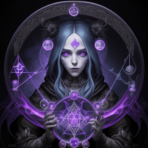AI generated: Surreal Alchemist: An female character portrait of a master alchemist, with face surrounded by alche...