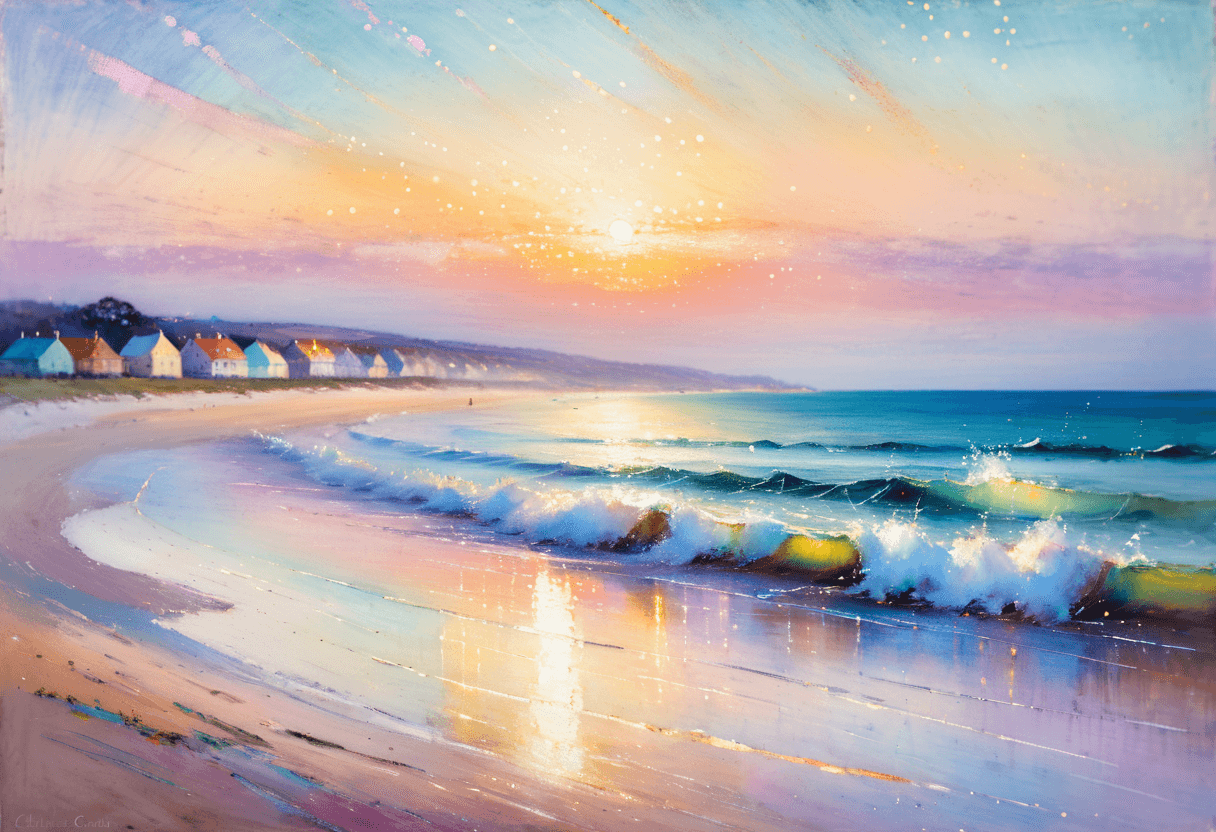 AI generated: Pastels artwork, seaside scenery style of charles conder, fantastic lighting, masterpiece, high qual...