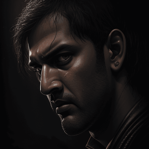 AI generated: MS Dhoni, in dynamic, atmosphere of darkness and horror, dramatic light, highly detailed, packed wit...