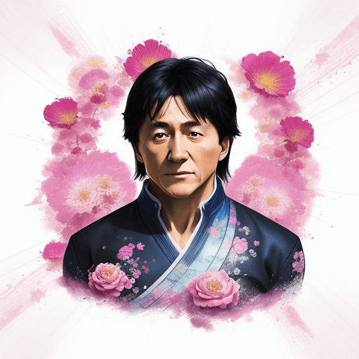 AI generated: Jackie chan, in the style of dreamy and romantic compositions, floral explosions --ar 24:37 --styliz...