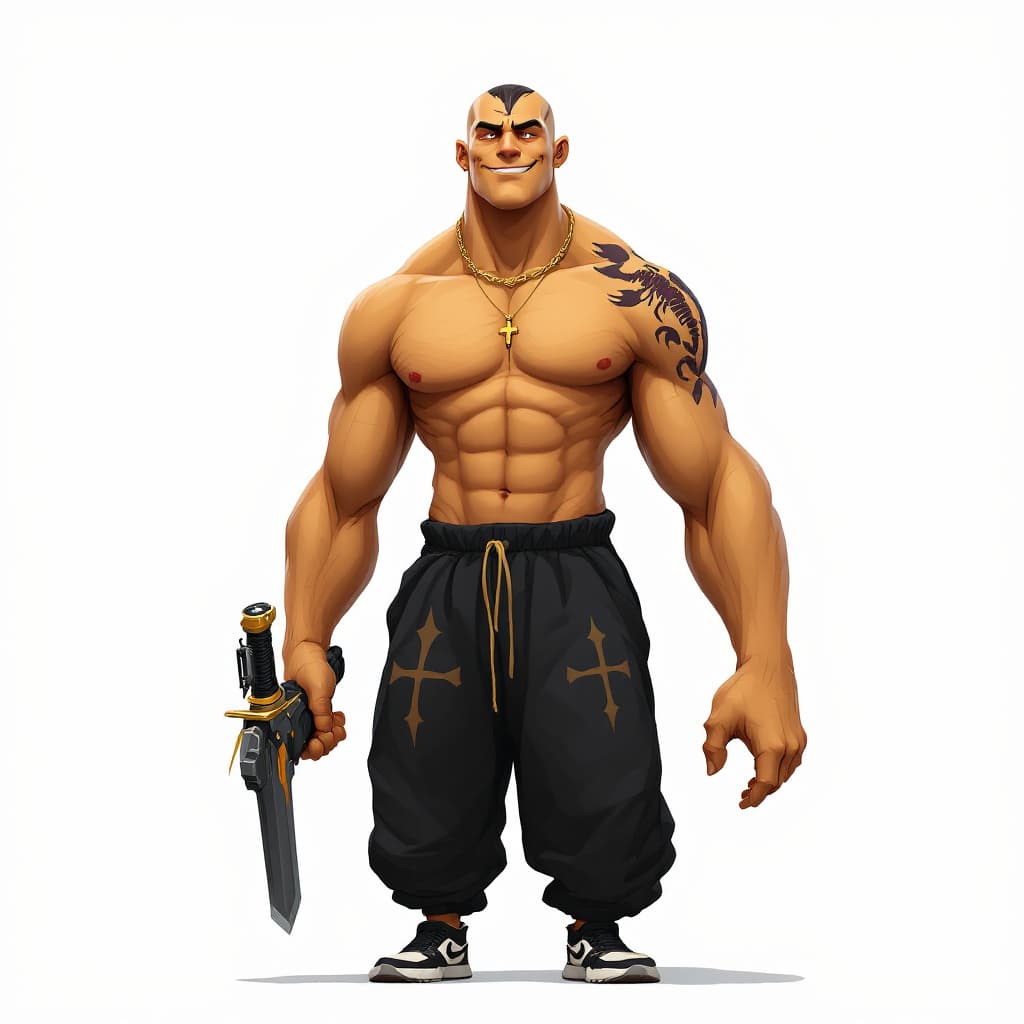 AI generated: A tall being, standing at 2 meters, with warm, tan skin that radiates strength and confidence. This ...
