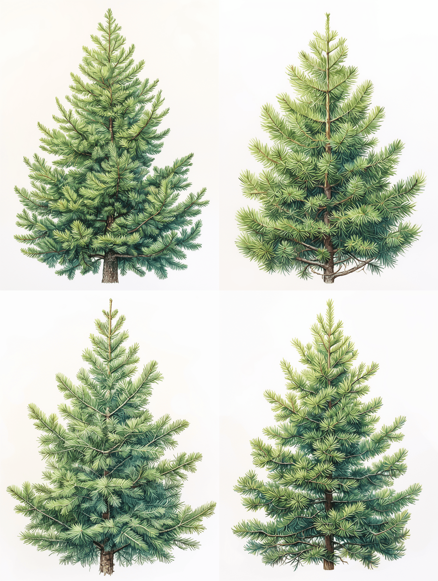 AI generated: a green oregon pine illustration, very detailed, flat art, marker pen, white background
