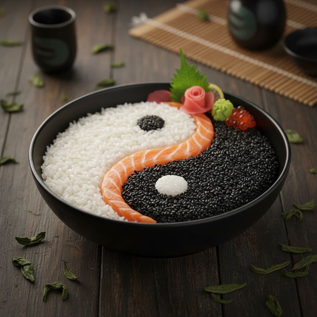 AI generated: presents a beautifully arranged watch that artistically combines elements of Japanese cuisine with  ...