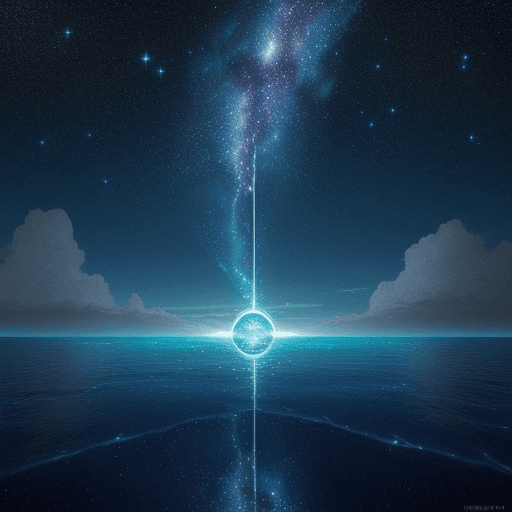 AI generated: starry skies, clouds, over crystal clear waters, stars reflecting in water, endless ocean, sea, magi...