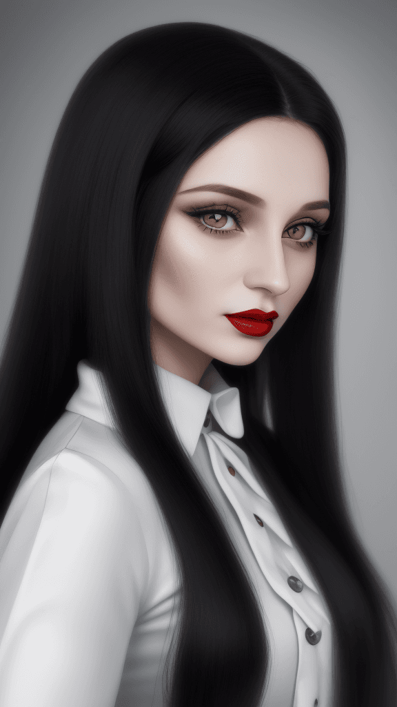 AI generated: arafed woman with long hair and white lipstick posing for a picture, ekaterina, profile image, red l...