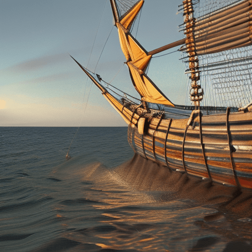 AI generated: Photo of a ultra realistic sailing ship, dramatic light, pale sunrise, cinematic lighting, battered,...