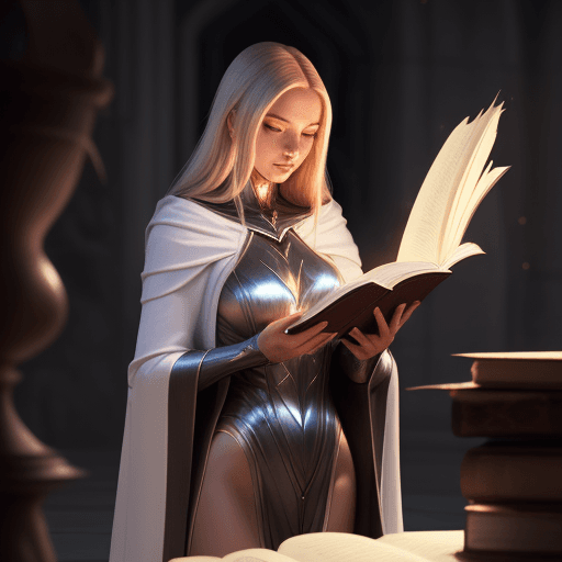 AI generated: beautiful woman, shiny skin, soft lighting, (bodycon) wizard robe, best quality, (realistic), readin...