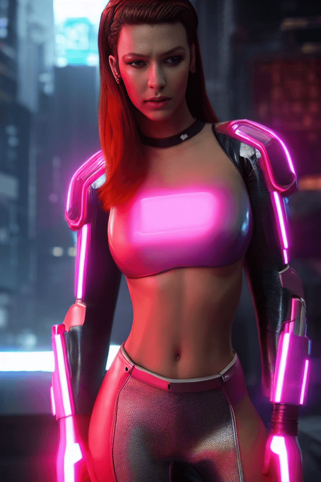 AI generated: render of beautiful cyberpunk girl, hyperrealistic, extremely clean, flat shading, exaggerated propo...