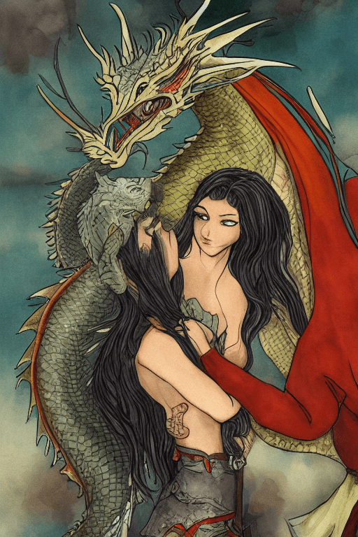 AI generated: Dragon and the Girl