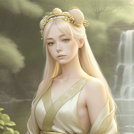 AI generated: A calm and serene Zen girl, nature-inspired style, with minimalistic makeup, Basic style by Chris Ri...