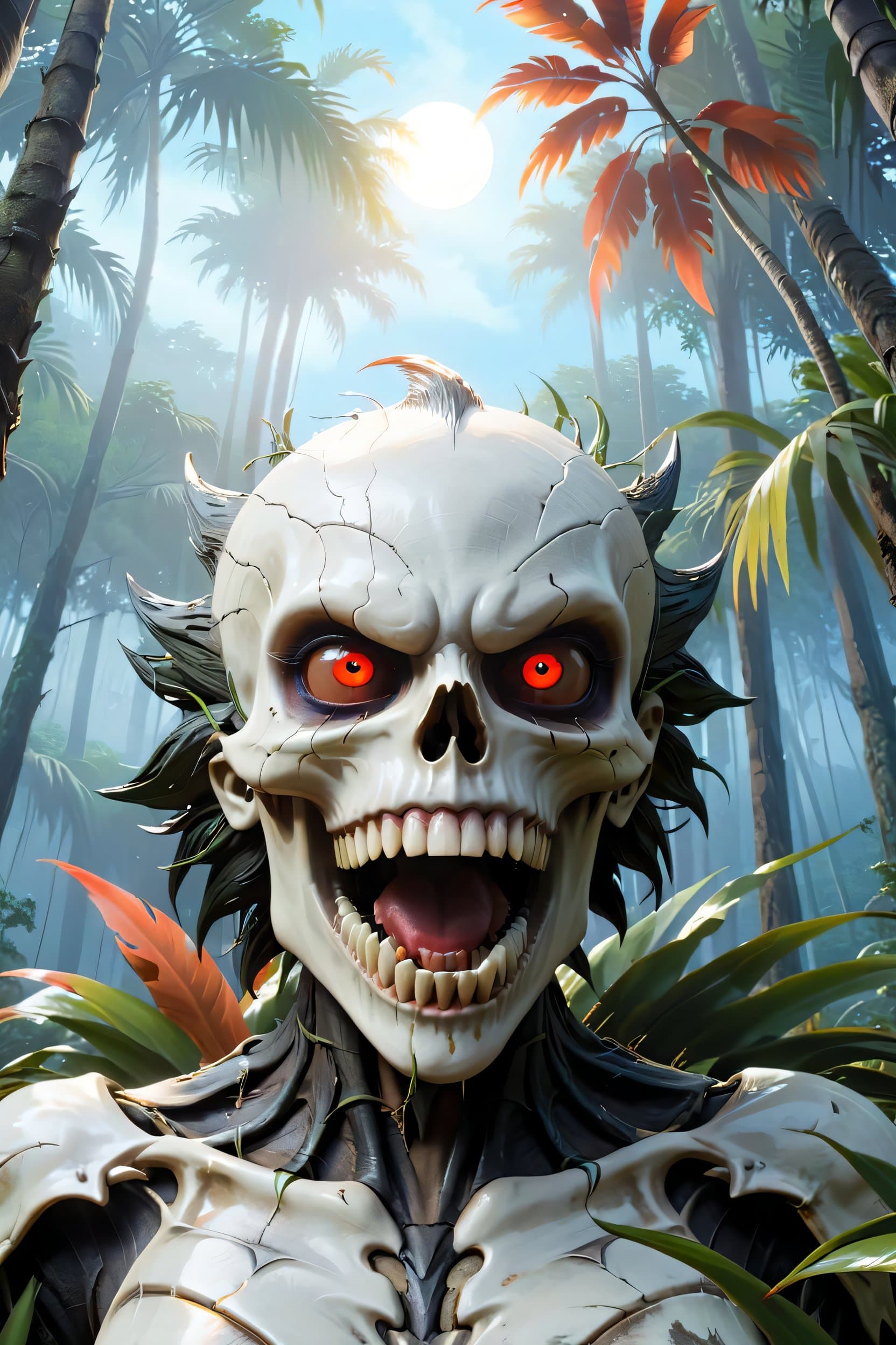 AI generated: frightful, bare tree, tree, (sexy:1. 1), branch, forest, teeth, plant, monster, nature, sharp teeth,...