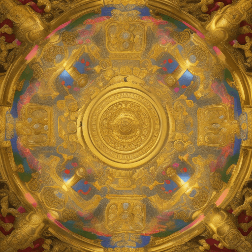 AI generated: baroque Illusionistic ceiling painting “the Chinoiserie temple gods are feasting on lychee” global i...
