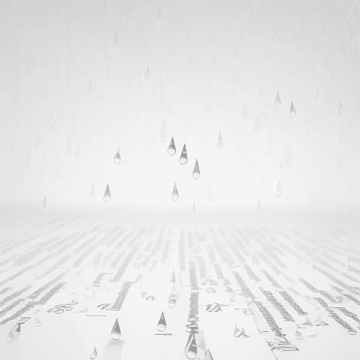 AI generated: rain of hundred letters, white background