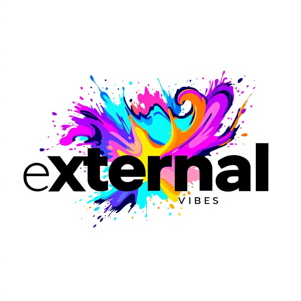 AI generated: "A bold and fun logo for 'External Vibes,' a content creator brand. The logo features a dynamic pain...