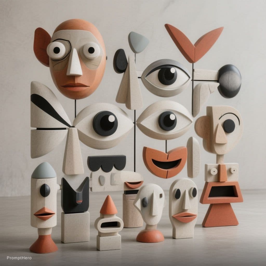 AI generated: Design a premium artistic modular character-building system (not LEGO, not toy-like). Create elegant...