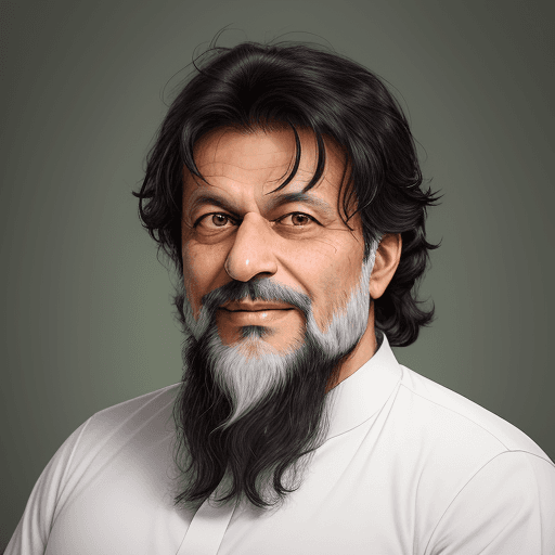 AI generated: Generate a photorealistic portrait of a imran khan  with beard and pakistani flage middle-aged adult...
