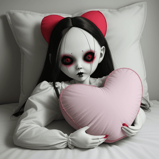 AI generated: Scary doll
Heart-shaped pillow-headed doll
Creepy doll with a heart pillow
Haunted toy with pillow h...