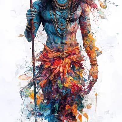 AI generated video: Create a smooth looping animation of Lord Shiva walking forward with divine grace, ending in the sam...
