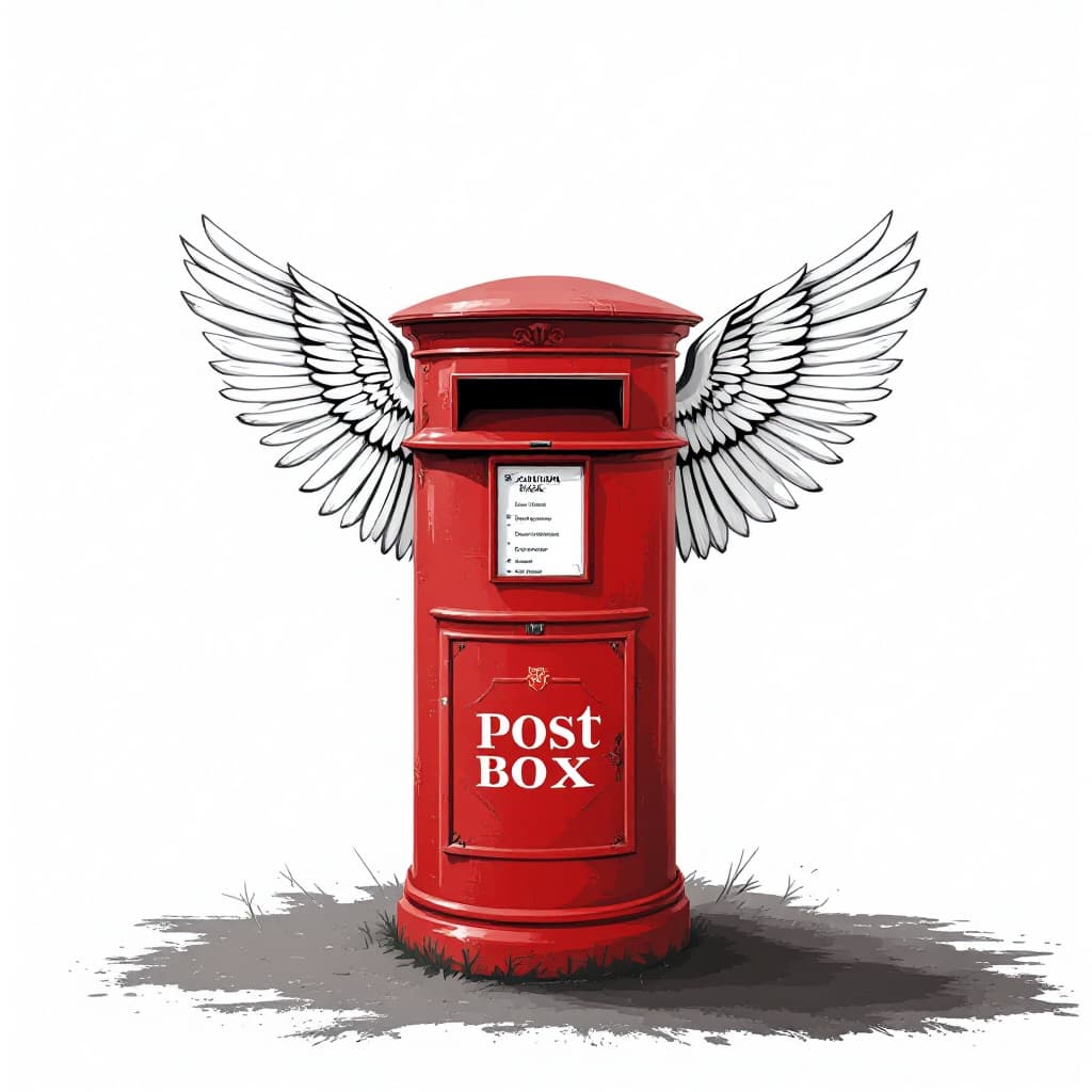 AI generated: Generate a Post Box Image in red colour
with wings