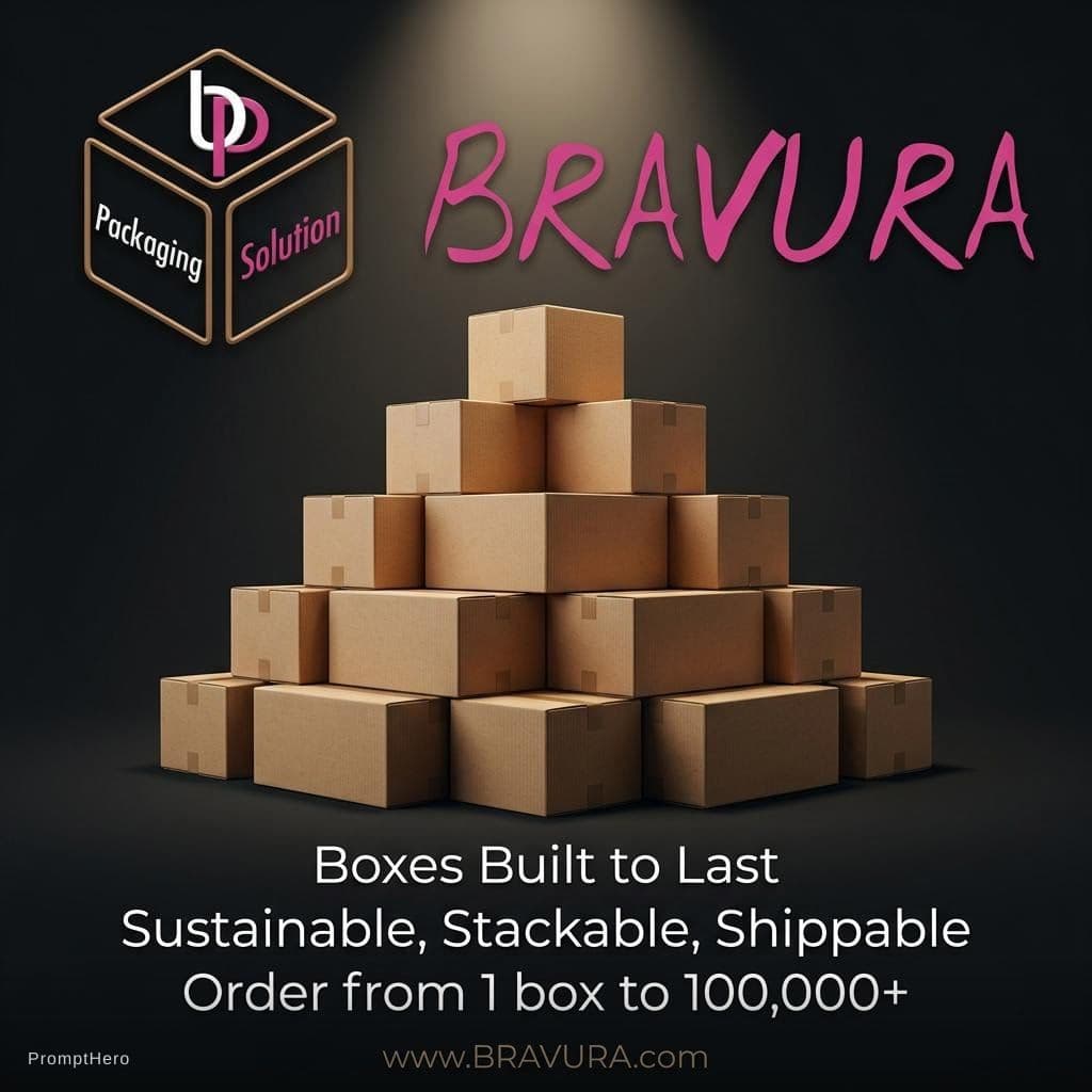 AI generated: A vertical marketing poster, 4:5 aspect ratio. Hero shot of a neatly stacked pyramid of brown 3-ply ...
