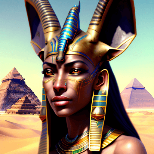 AI generated: Insanely detailed face portrait photography of a majestic beautiful egyptian woman wearing an anubis...