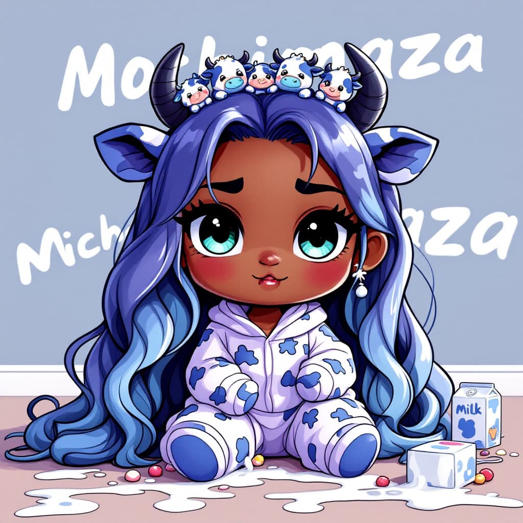 AI generated: Thick outline, best quality,grey blue theme,outline,
(chibi:1.2),(absurdly long hair,gradient hair:1...